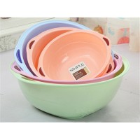 various color round plastic vegetable basin